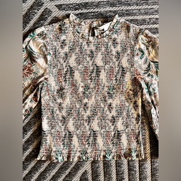 VERONICA BEARD Kali Floral Smocked Puff Sleeves Blouse Top Sz 6 Originally $398 - Picture 10 of 14